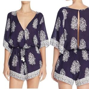 Faithfull the Brand Devani Romper Playsuit Cover Up Navy and White Floral M